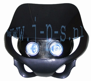KOPLAMPSPOILER 2 X HALOGEENLAMP CARBONLOOK