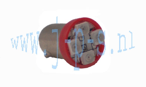 LAMP 12VOLT LED 4 x SMD ROOD (BA 9)