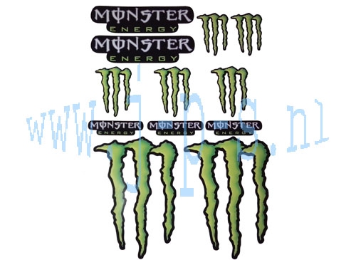 STICKERSET MONSTER GROEN-ZWART